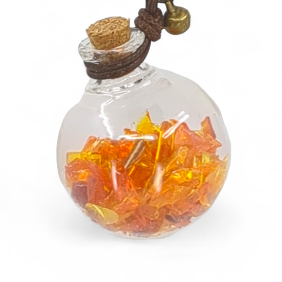 Amberina Glass Shard Globe Glowing Car Charm Suncatcher Wish Bottle Handmade‎ - Picture 7 of 10